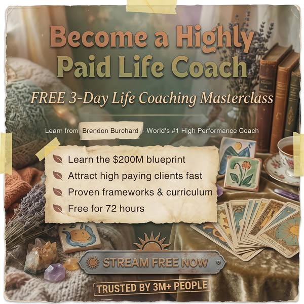 The ad is for a free 3-day life coaching masterclass. The ad aims to persuade the viewer to sign up by highlighting the 