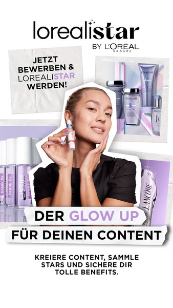 The image ad is for L'Oreal Star, encouraging users to create content, collect stars, and secure benefits. It featur