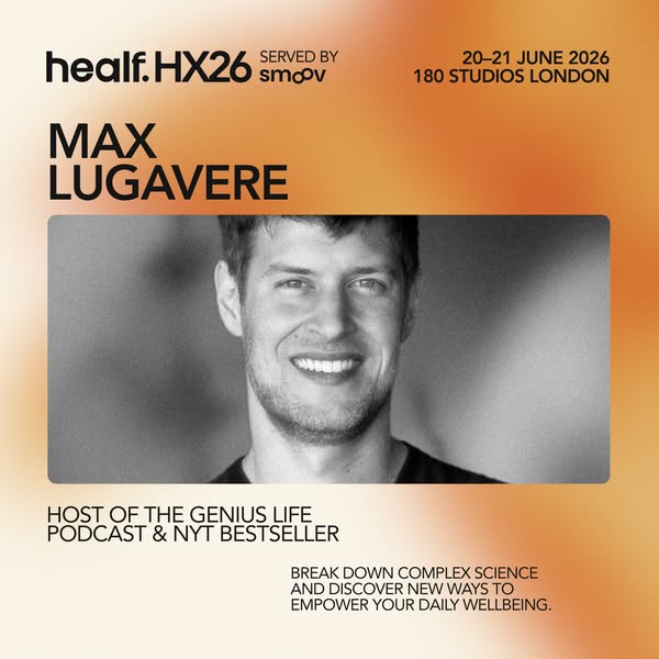 This image promotes a health and wellness event featuring Max Lugavere as a speaker. The ad highlights Lugavere's cr