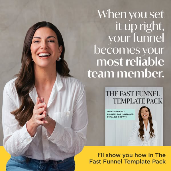 This image ad promotes The Fast Funnel Template Pack, emphasizing its ability to streamline business processes and act a