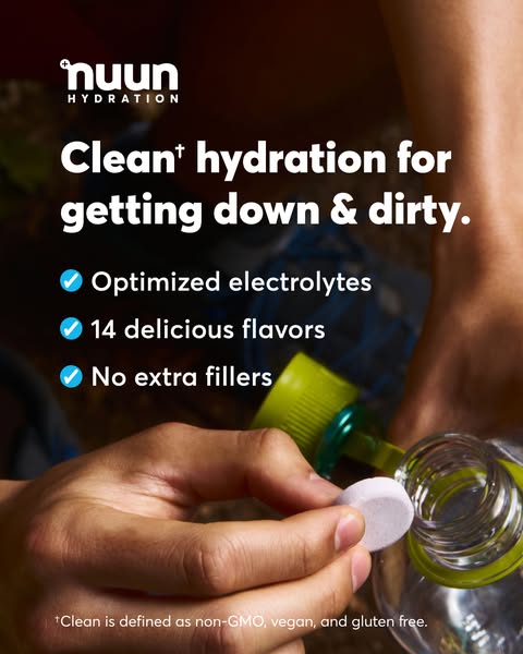 The ad promotes Nuun Hydration tablets, focusing on their 'clean' ingredients and benefits for active individual
