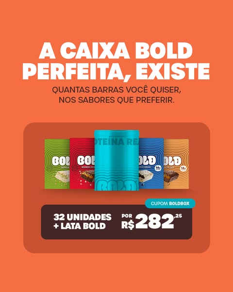 The ad promotes BOLD protein bars in a variety box that includes 32 bars plus a BOLD tin. The ad includes an offer for R