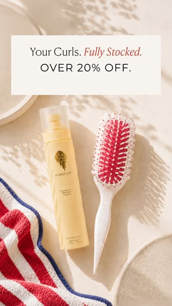 Image ad featuring Bounce Curl hair products accompanied by an offer of over 20% off.