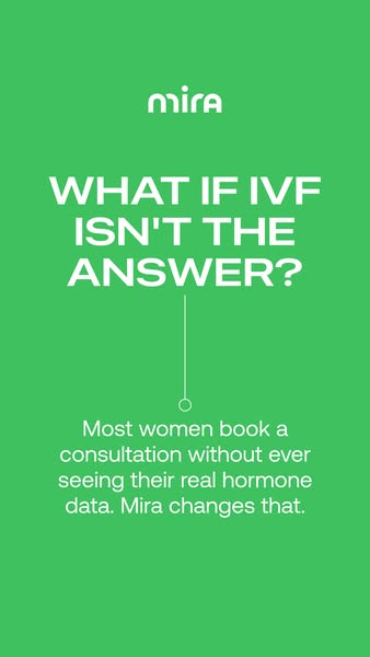This ad utilizes a question to engage the audience, addressing the potential over-reliance on IVF treatments without exp