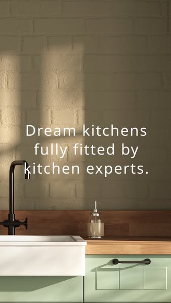 This ad features a kitchen and promotes the brand's expertise in fully fitting dream kitchens.