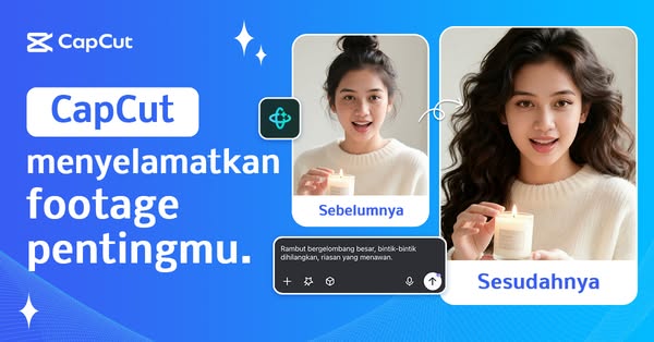 This ad by CapCut uses a before and after image to demonstrate the software's capabilities, showing a woman with and