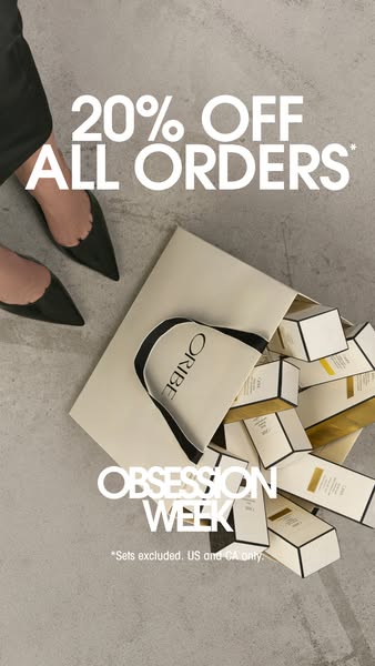 This ad promotes Oribe products during their 'Obsession Week' sale. It features a 20% off discount on all orders