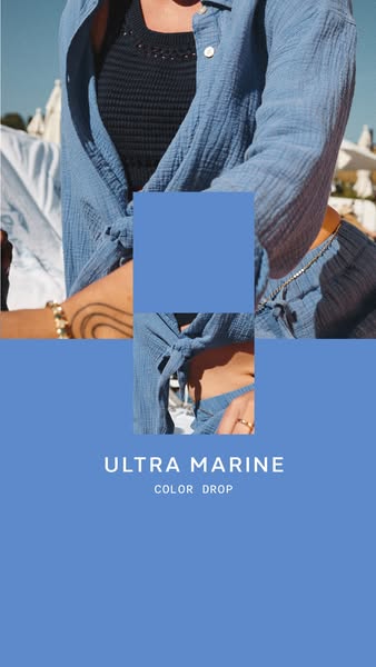 The ad showcases a new color of clothing. The ad has the colors and the name of the color on the lower portion of the ad