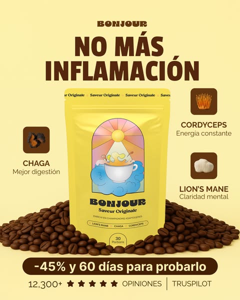 This image ad promotes Bonjour's Saveur Originale coffee blend, highlighting its anti-inflammatory benefits and uniq