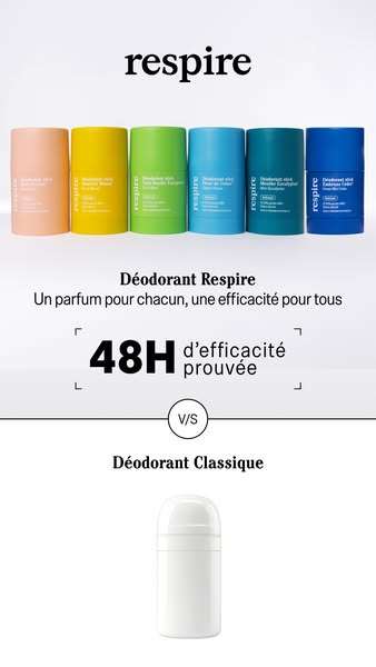 This ad compares Respire deodorant to classic deodorant, focusing on the scent differences.