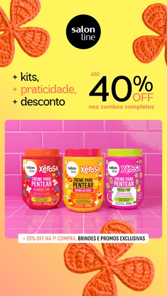 The ad features three Salon Line Xêrosa hair styling creams and offers 40% off full combos and 20% off the first purchas