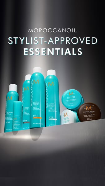 This ad from Moroccanoil features a collection of stylist-approved hair styling products. It highlights the products and