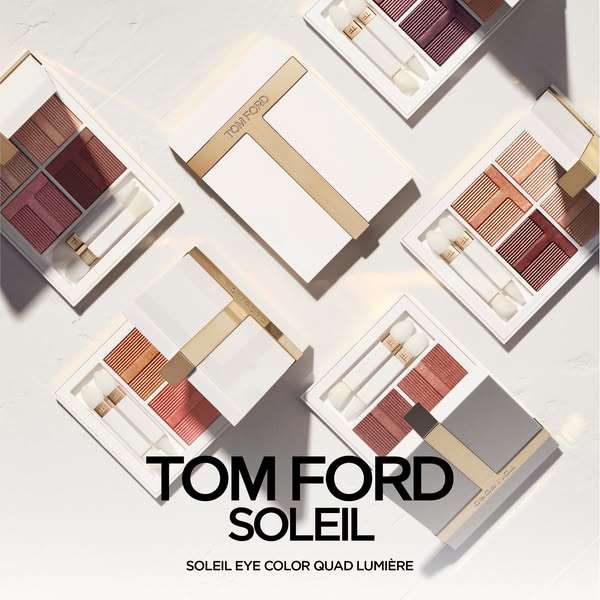 This ad showcases the Tom Ford Soleil Eye Color Quad Lumière eye shadow palette.