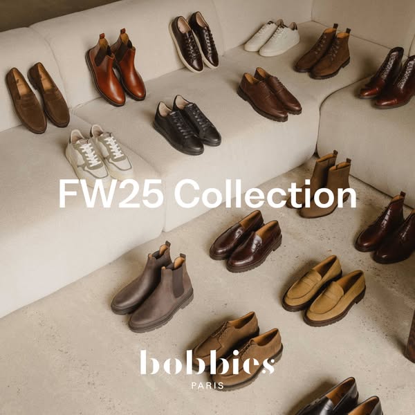 This ad showcases the Bobbies Paris FW25 collection of shoes. The ad features a variety of shoe styles, including loafer