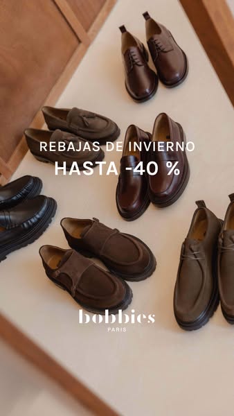This image ad showcases a variety of Bobbies Paris shoes, highlighting a winter sale with a discount of up to 40%.