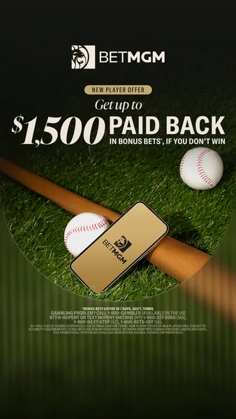 This BetMGM ad promotes a new player offer, suggesting that new users can get up to $1,500 paid back in bonus bets if th
