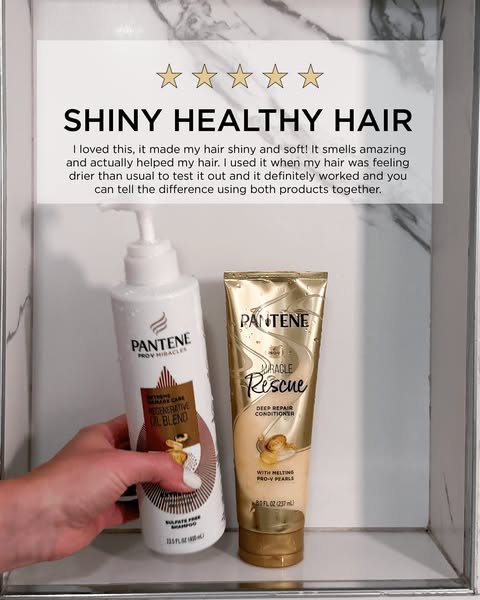 The ad showcases a customer testimonial about Pantene's hair products. It highlights the products' ability to ma