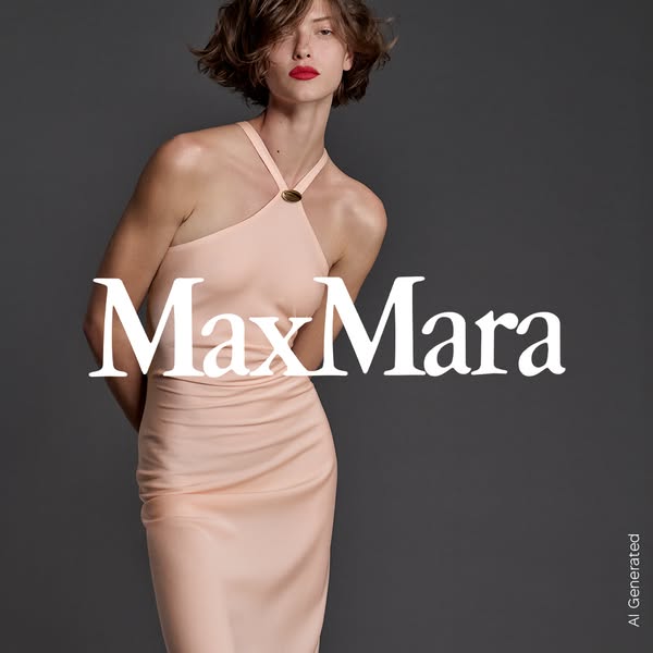 An image of a woman modeling a light pink dress from Max Mara.