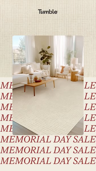 An image ad for Tumble rugs advertising a Memorial Day sale.