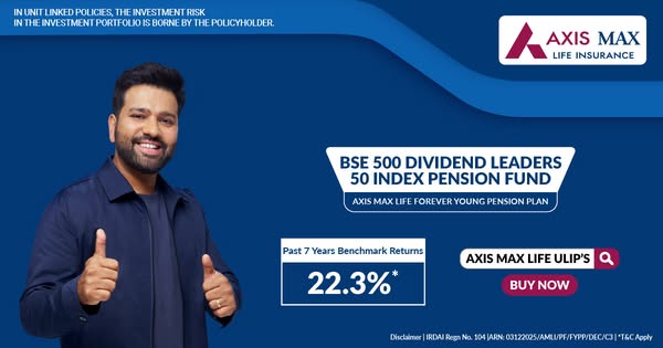 This image ad promotes Axis Max Life Insurance's investment products. It features a well-known Indian celebrity, Roh
