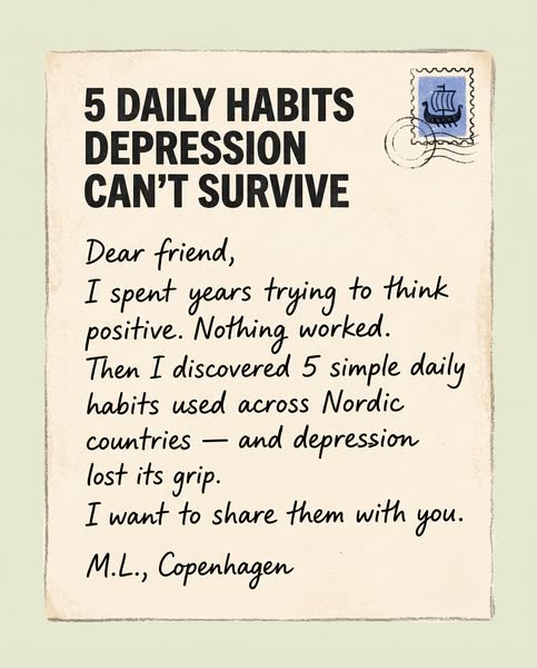 This ad is designed to generate interest in a list of 5 daily habits that can combat depression. It's formatted to m