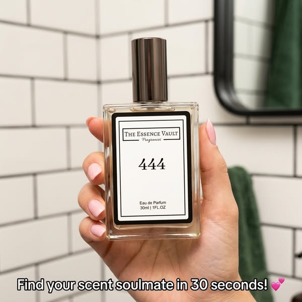 This image ad promotes The Essence Vault fragrances, specifically scent '444'. It suggests finding your 'sce