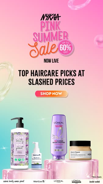 This ad showcases various haircare products from different brands available at a discounted price during the Nykaa Pink 