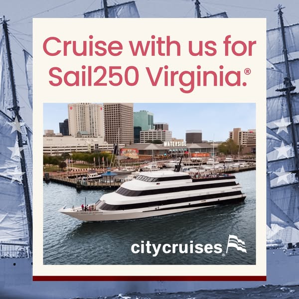 This image ad is for City Cruises in Virginia to celebrate Sail250 Virginia.
