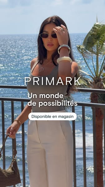 This ad for Primark features a woman wearing a stylish summer outfit with a body of water in the background. The ad prom