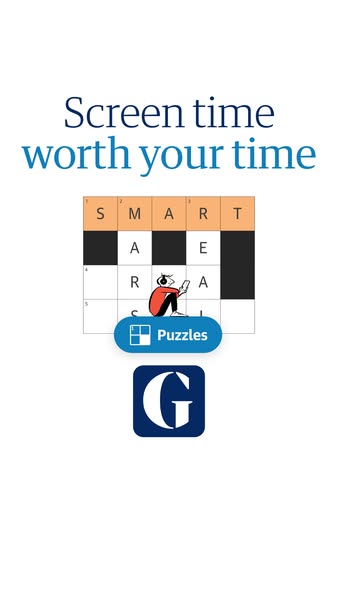 This image ad promotes the Puzzles app from The New York Times, featuring a crossword puzzle grid with a person sitting 