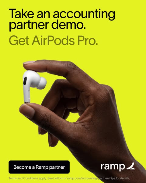 The ad offers a free pair of AirPods Pro when you take an accounting partner demo with Ramp.