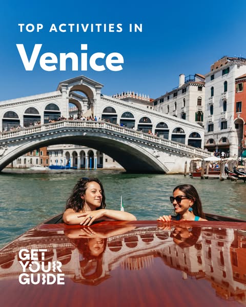 This ad promotes travel to Venice, Italy, highlighting the top activities available through Get Your Guide.