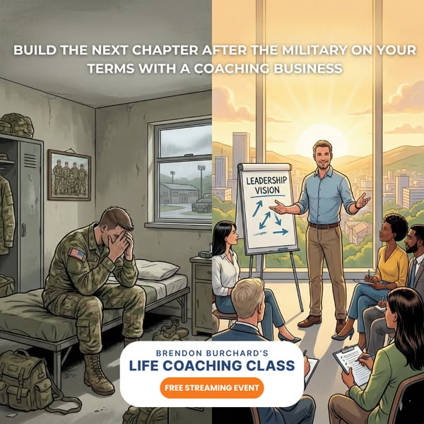 The image ad contrasts the somber situation of a soldier in the military with the bright and promising future of startin