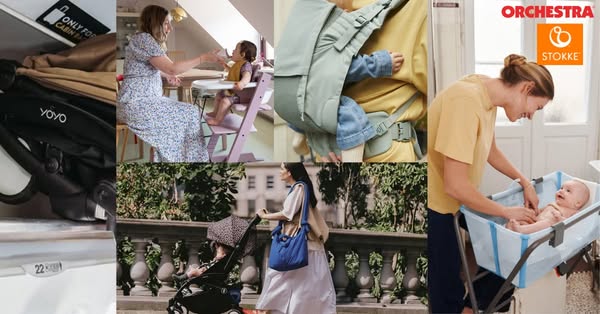 This ad highlights a variety of baby products from a single brand, showing them in use to convey their benefits to new p
