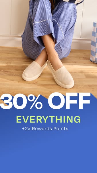 This ad is for a line of shoes being advertised as part of a promotion offering 30% off everything. The ad features a wo