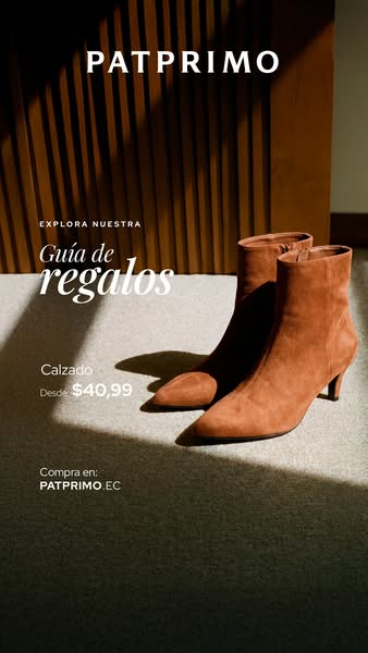 This image ad promotes Patprimo footwear, specifically a pair of brown suede ankle boots. The ad aims to attract custome