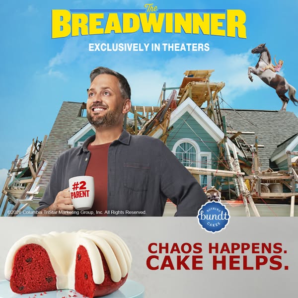 This ad promotes Nothing Bundt Cakes by associating their product with family life. It juxtaposes the chaos of raising a