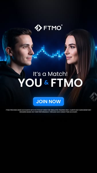 This image ad for FTMO aims to resonate with individuals interested in simulated trading by presenting a visually appeal