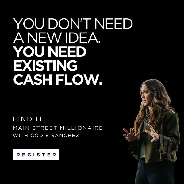 The ad suggests that entrepreneurs don't need a new idea, but rather they need to focus on existing cash flow. The a