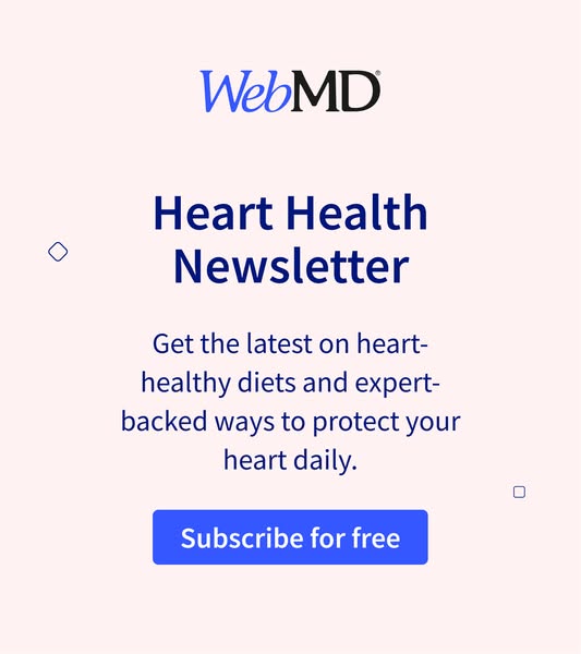 This ad promotes WebMD's Heart Health Newsletter, offering the latest information on heart-healthy diets and expert-