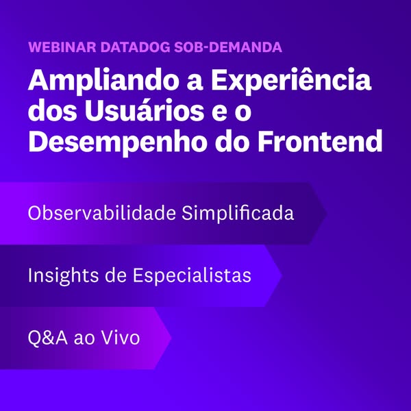 This ad promotes a Datadog webinar about improving user experience and frontend performance. It lists the topics covered