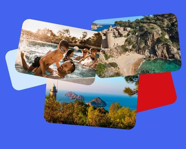 This is an image ad that appears to be for a travel company. There are three photos showing different vacation destinati