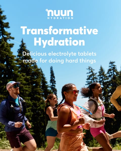 This ad for Nuun Hydration showcases people running outdoors and hydrating with Nuun tablets. The ad highlights the elec