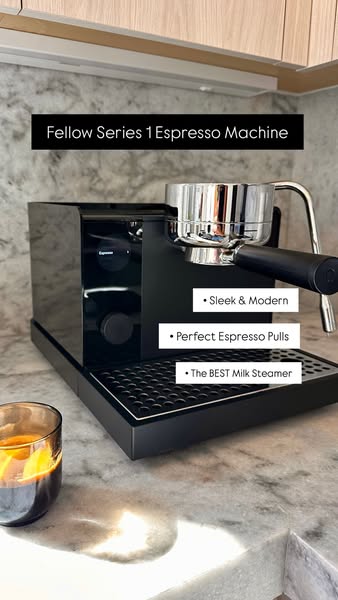 This ad showcases the Fellow Series 1 Espresso Machine highlighting some of its key features.