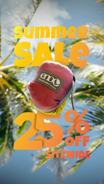 This is a promotional ad showcasing a 25% off sitewide summer sale. The ad features the brand's popular DoubleNest H