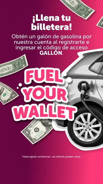 This ad promotes the brand by offering a free gallon of gasoline upon registration using the access code GALLON.