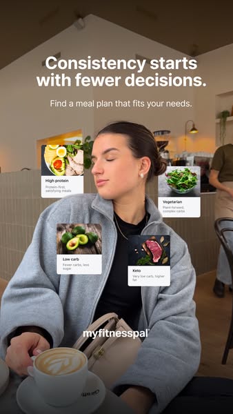 This image ad for MyFitnessPal is designed to promote healthy eating habits by presenting different meal plans. The ad f