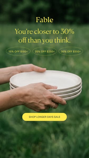 This Fable ad promotes a tiered discount offer for the "Longer Days Sale." The ad features hands holding a sta