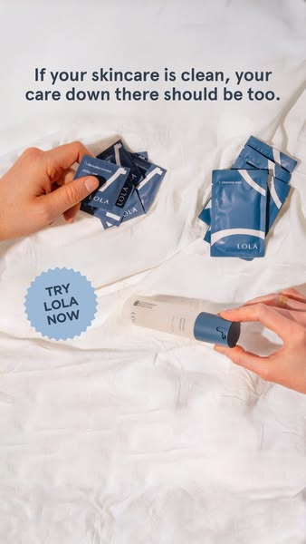 This image ad focuses on LOLA's clean feminine care products, highlighting their commitment to clean skincare for al