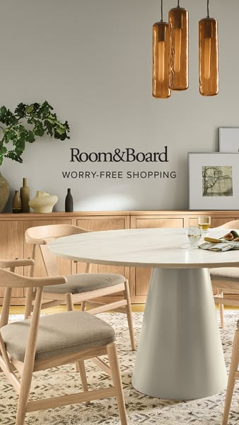 This ad for Room & Board uses an elegant lifestyle image and minimal text to promote worry-free shopping.
